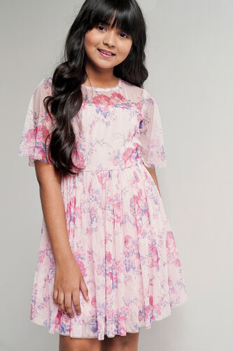 Blue Floral Straight Dress, Blue, image 1